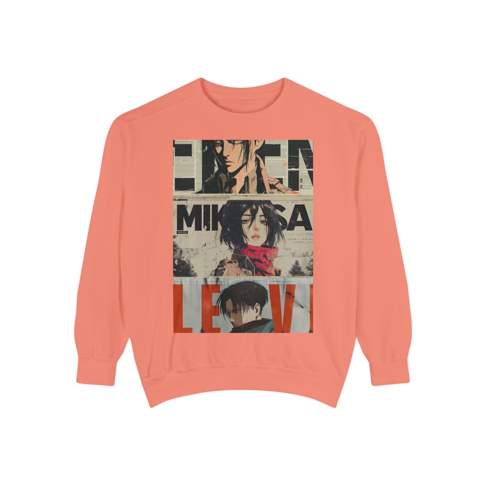 Attack on Titan Collage Sweatshirt — Eren, Mikasa & Levi Graphic Pullover