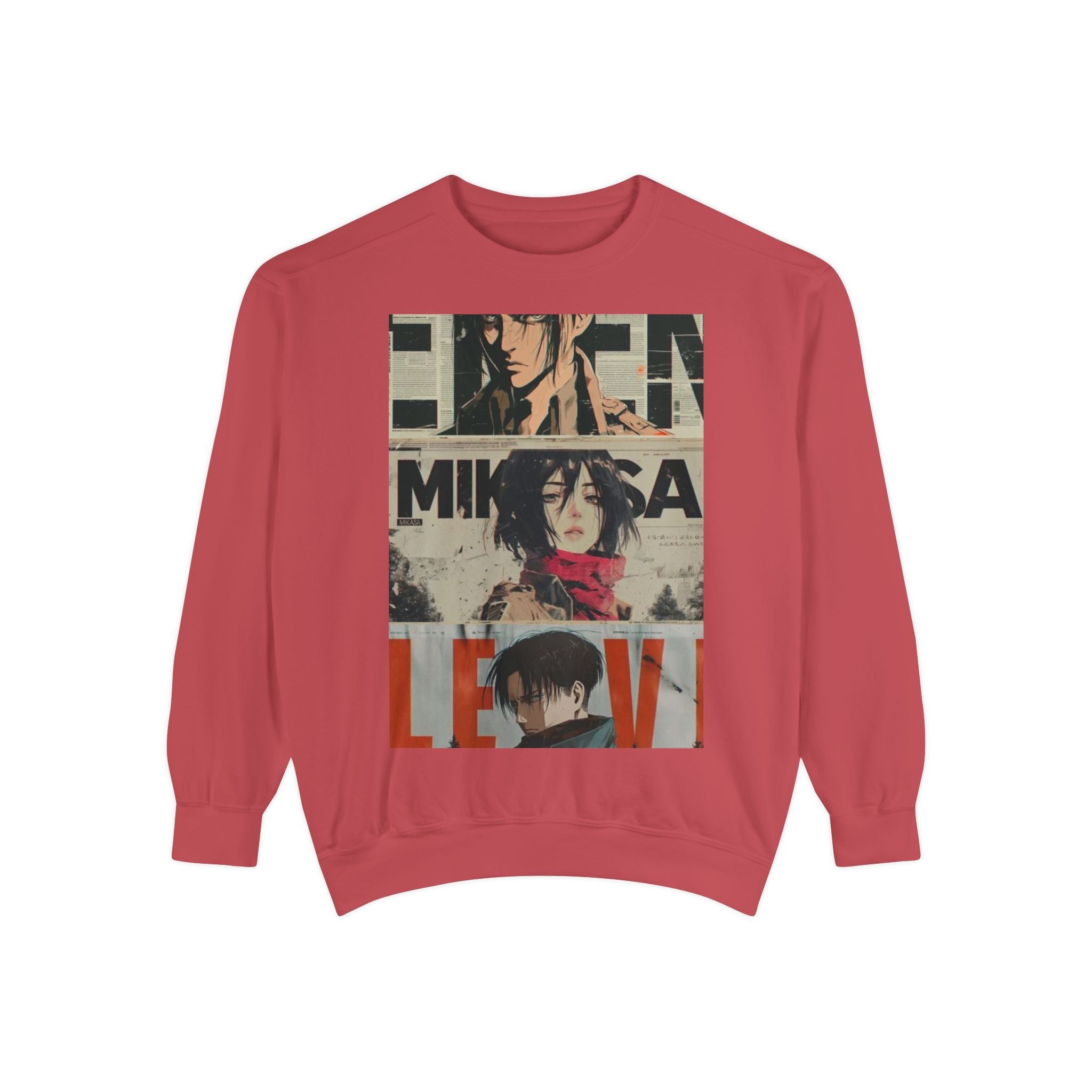 Attack on Titan Collage Sweatshirt — Eren, Mikasa & Levi Graphic Pullover
