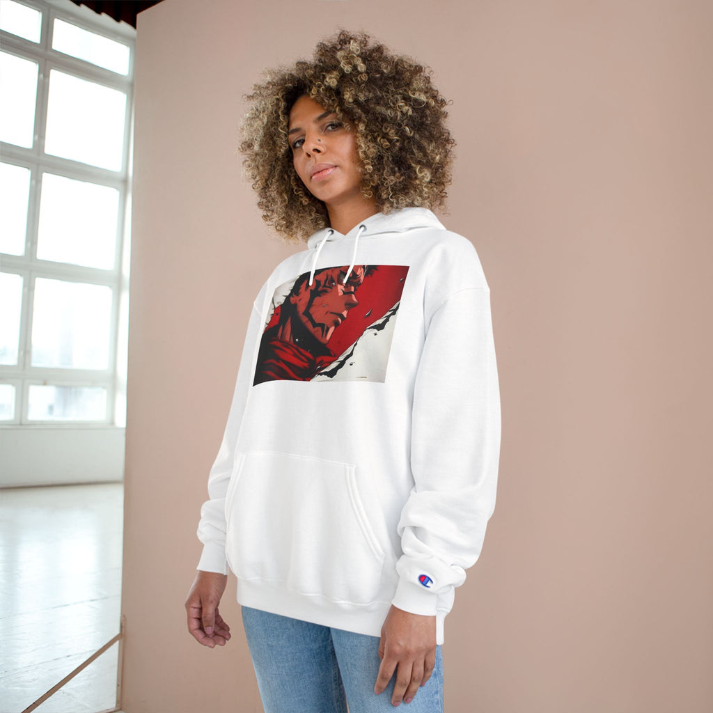 Anime Red Visage Hoodie — Dramatic Black & Red Character Art