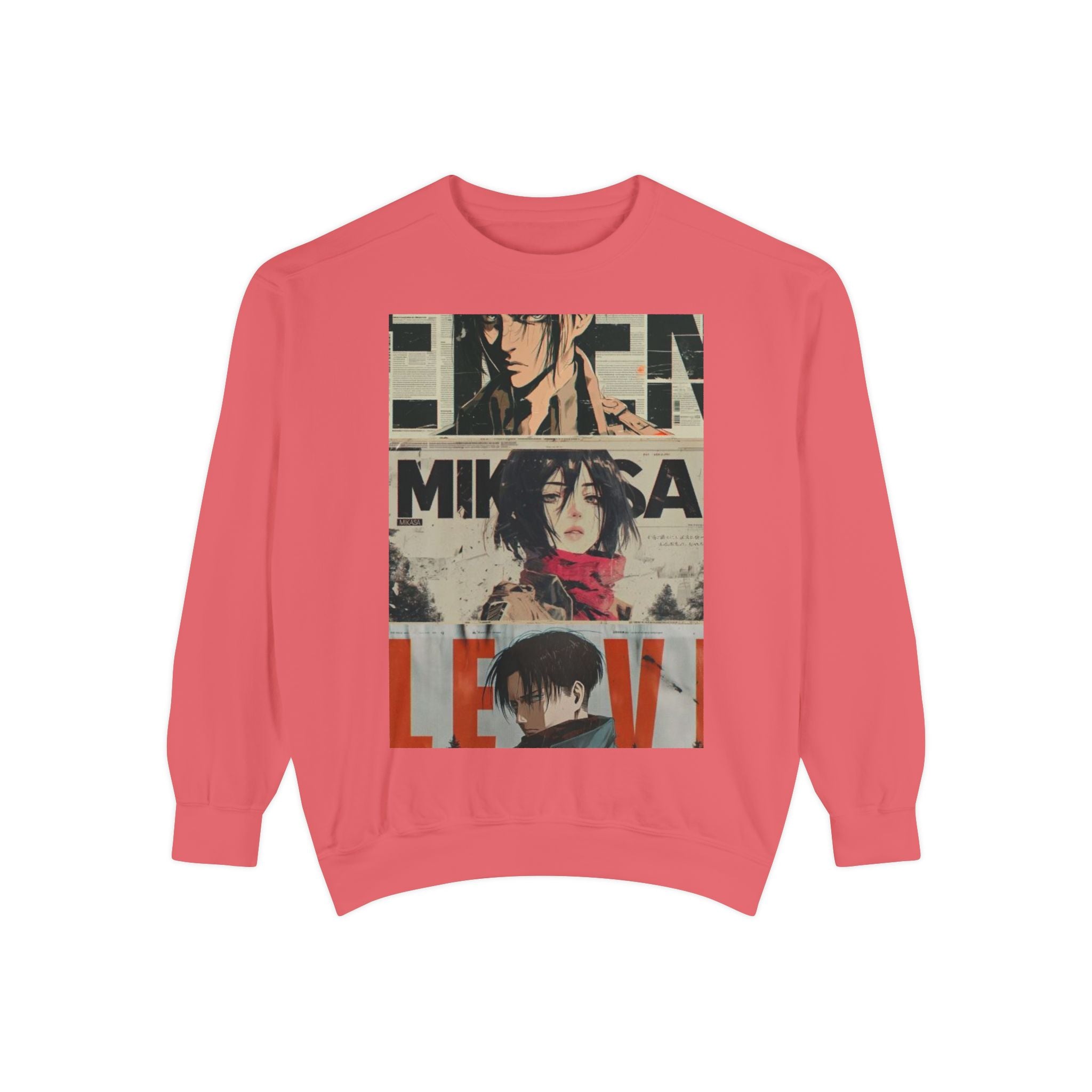 Attack on Titan Collage Sweatshirt — Eren, Mikasa & Levi Graphic Pullover