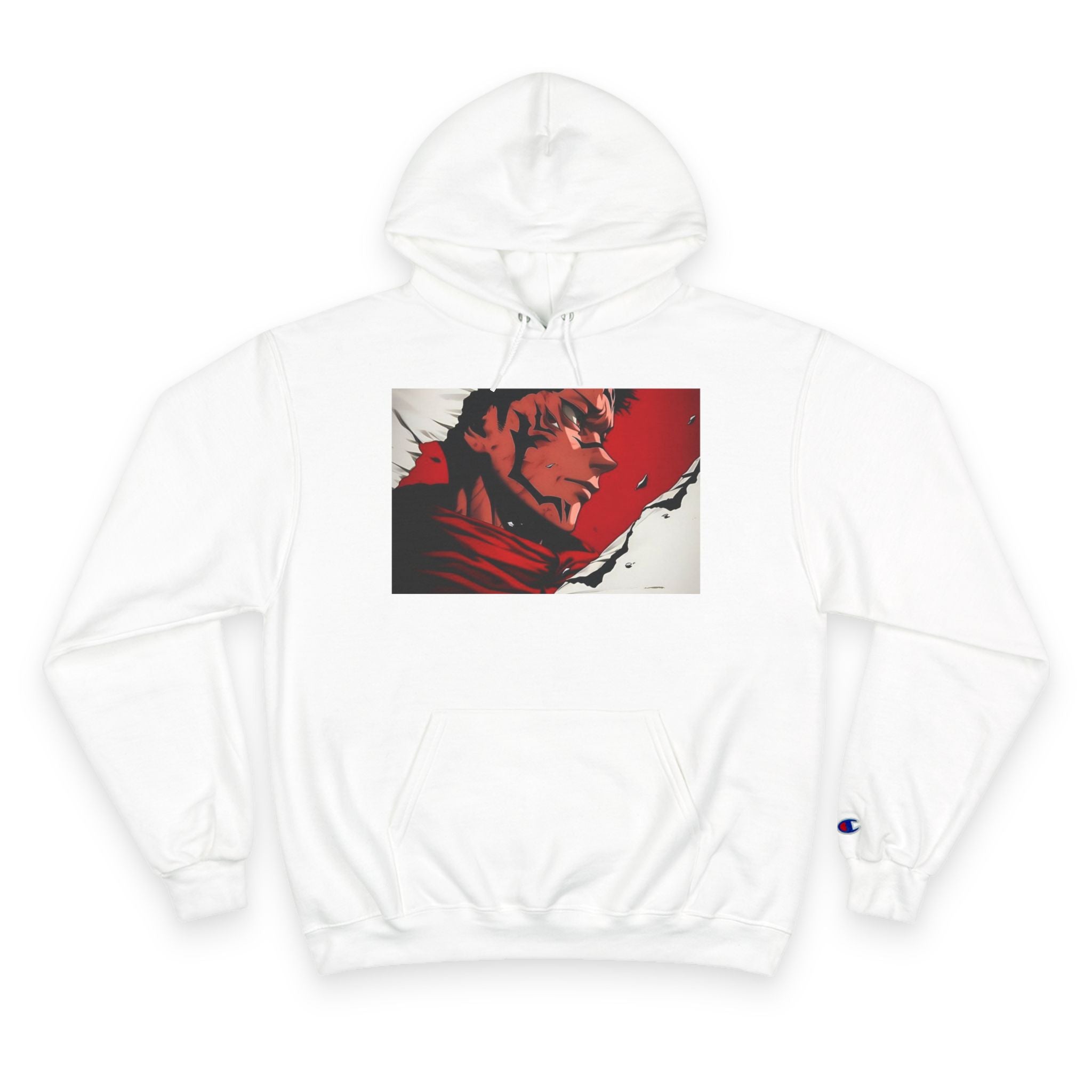 Anime Red Visage Hoodie — Dramatic Black & Red Character Art