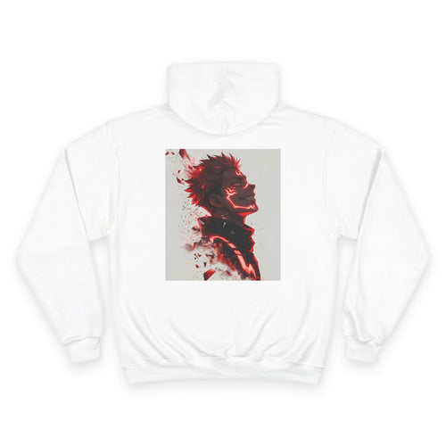 Anime Red Visage Hoodie — Dramatic Black & Red Character Art