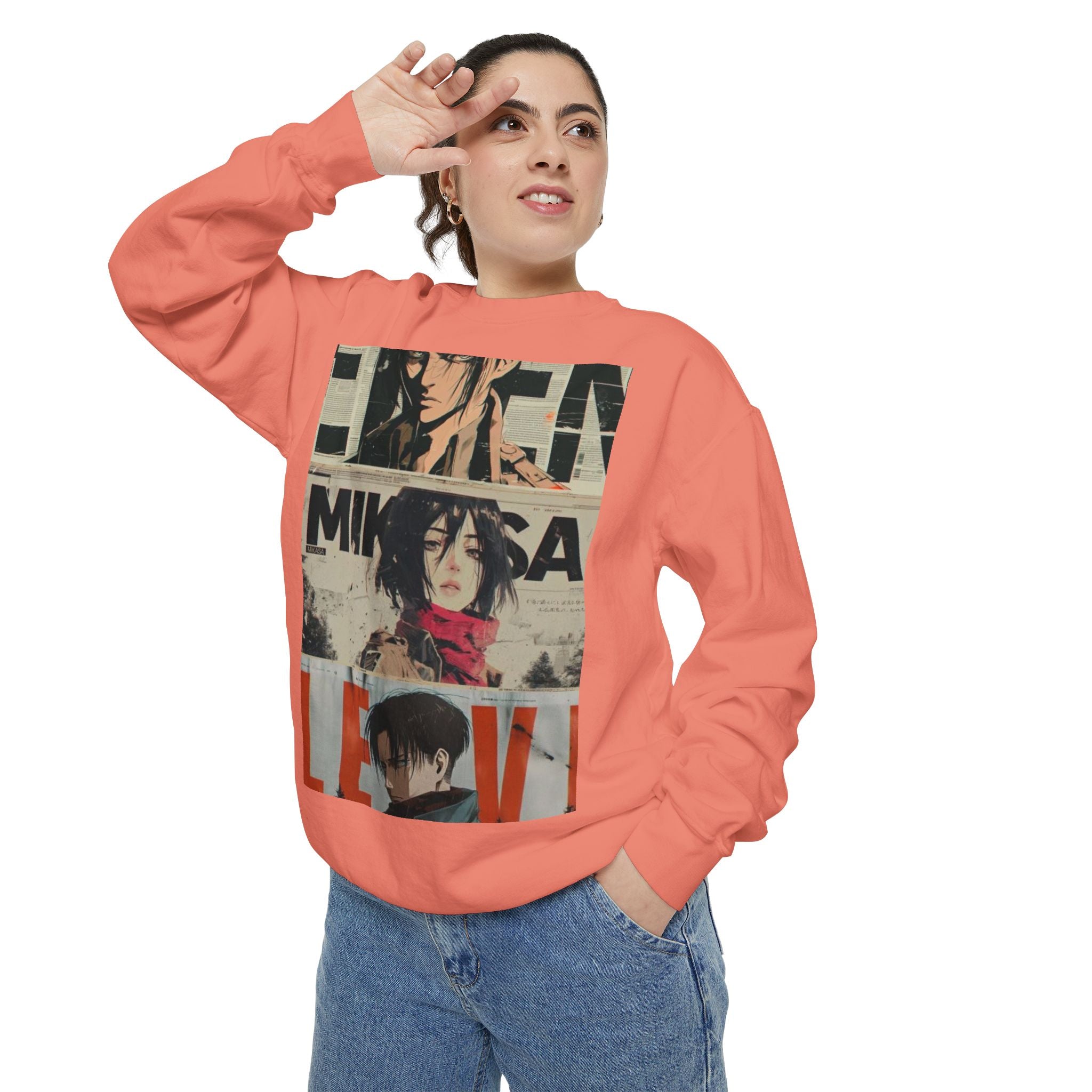 Attack on Titan Collage Sweatshirt — Eren, Mikasa & Levi Graphic Pullover