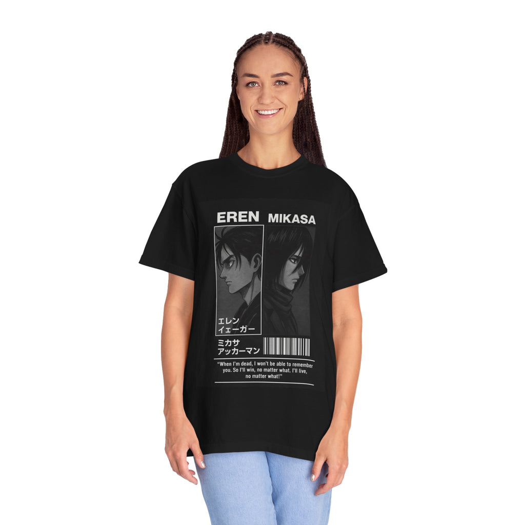 Attack on Titan Eren & Mikasa Portrait T-Shirt – Anime Manga Graphic Tee